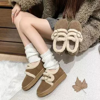 Женские модные зимние теплые хлопковые мокасины без застежек, женские повседневные мокасины с флисовой подкладкой и толстой подошвой 35