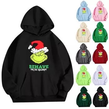 Women s Fashion Women s Lightweight Long Sleeve Pullover With Pockets Christmas Graphic Hoodie L бежевый