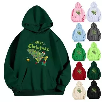 Women s Fashion Women s Lightweight Long Sleeve Pullover With Pockets Christmas Graphic Hoodie L бежевый