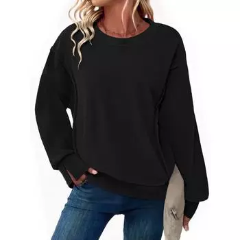 Women s Fashionable Loose Long Sleeved Sports Top Casual Pullover Hoodie L