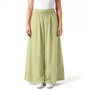 Women s Fashionable Solid Color Cotton And Linen Straight Leg Pants With High Waist And Elastic Waist Casual Pants M зелёный