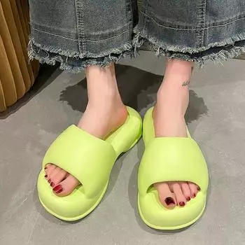 Women s Fashionable Summer EVA Slippers with Thick Soles Odor-Proof and Slip-Resistant Sensing Poop for Beach Use 36-37 зелёный