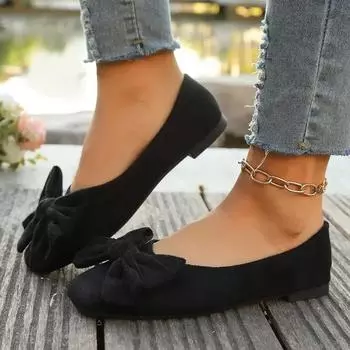 Women s Flat Shoes 2025 Hot Sale Ladies Slip on Flats Outdoor Women Round Toe Bow Tie Soft Bottom Plus Size Shallow Shoes Female 36