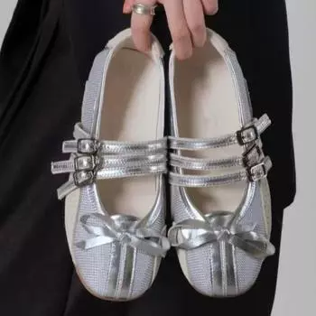 Women s Flat Shoes Autumn New Round Head Shallow Mouth Butterfly Knot Soft Sole Anti-slip Wear-resistant Low-top Shoes 35 чёрный