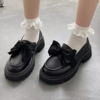 Женские туфли на плоской подошве с бабочкой, кожаные туфли для женщин, новые весенне-осенние, модные, удобные, на толстом каблуке 35