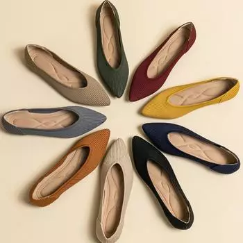 Women s flat shoes elastic soft casual fashionable breathable anti-skid rubber sole pointed comfortable shoes for pregnant women 35 коричневый