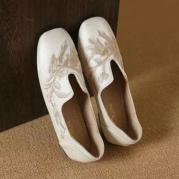 Women s Flat Shoes Round Toe Spring and Autumn Solid Color Women s Shoes 2024 Summer Fashion Light Ethnic Women s Flat Shoes 35 абрикосовый