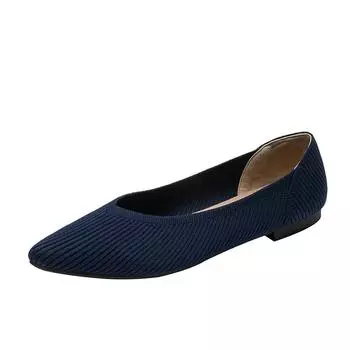Women s Flat Shoes Spring and Autumn Fashion Knitted Breathable Non Slip Rubber Sole Pointed Women Comfortable Casual Boat Shoes 34 зелёный