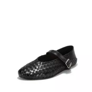 Women s Flat Shoes Spring New Round Head Shallow Mouth Mesh Cloth Breathable Word with Anti-slip Wear-resistant Single Shoes 35