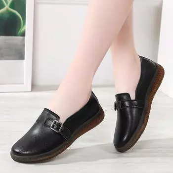 Женские мокасины на плоской подошве из мягкой кожи, удобные повседневные мокасины для ходьбы в минималистичном стиле с дышащими белыми вставками EU: 36 чёрный