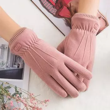 Women s Fleece-lined Thickened Electric Car Student Cold-Proof Gloves Ladies pink N910] One size