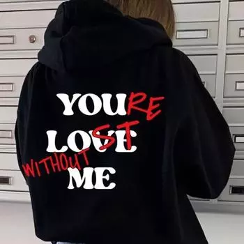 Женский флисовый свитер с рукавами на плечах, однотонный с принтом букв, карманом-кенгуру, кулиской и принтом в виде шнурка, толстовка с капюшоном XS красный