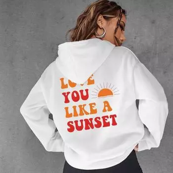 Женский свитер с рукавами из флиса, плавным переходом сзади, принтом букв, карманом-кенгуру, затягивающимся шнурком, толстовка с капюшоном XS жёлтый