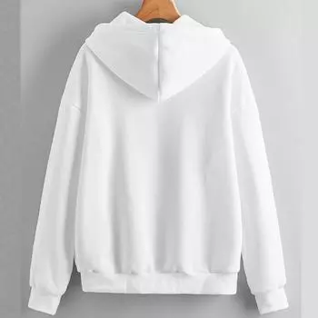 Women s Fleece Sweatshirt Solid Color Long-sleeved Jacket Zipper Casual Loose Top XS красный