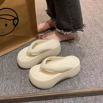 Женские шлепанцы Повседневный корейский стиль Босоножки на платформе Удобная нескользящая женская пляжная обувь ЭВА Мягкая подошва Женские тапочки 35-36