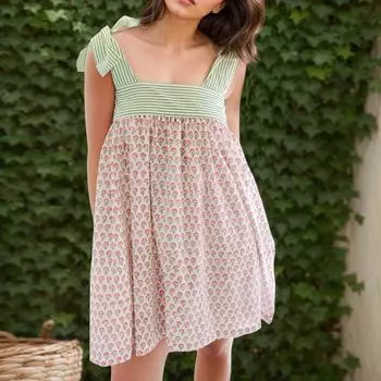 Women s Flower Tie Dress Cute Square Neck Loose Beach Short Dress Open Back Bohemian Summer Sundress L розовый