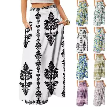 Women s Flowy Maxi Dress Regular Casual Summer Bohemian Skirt M