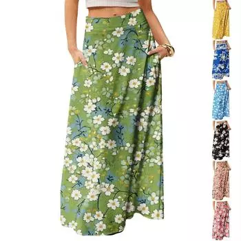 Women s Flowy Maxi Dress Regular Casual Summer Bohemian Skirt XXL