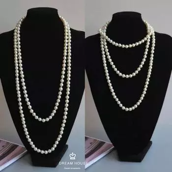 Women s Freshwater Pearl Necklace Multi-Layer Twin Long Autumn/Winter Sweater Chain Accessible Luxury Fancy Clavicle Chain Accessories 8mm sweater chain