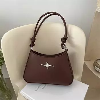 Women s gentle texture knotted shoulder messenger bag women s 2025 design versatile square bag чёрный