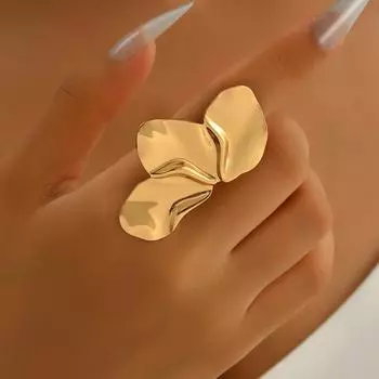 Women s Geometric Ring Personality Gold Flower Niche Design Open Index Finger Ring Versatile Ring Women
