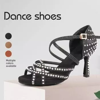 Женская обувь для латинских танцев для девочек, бальные танцы, танго, сальса, туфли для вечеринок для женщин, высокий каблук 9 см 35 чёрный