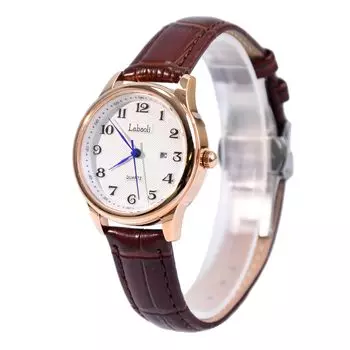 Women s Gold Waterproof Popular Thin Sparkling Cute Japanese Quartz Lightweight Tungsten Present (Brown Band + White Dial)