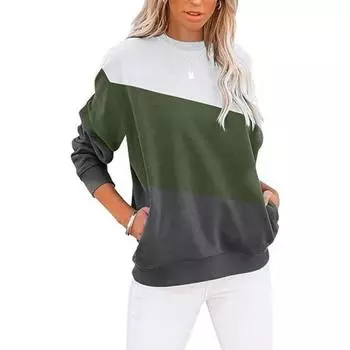 Women s Gradient Printed Pocket Top Hoodie L армия зеленый