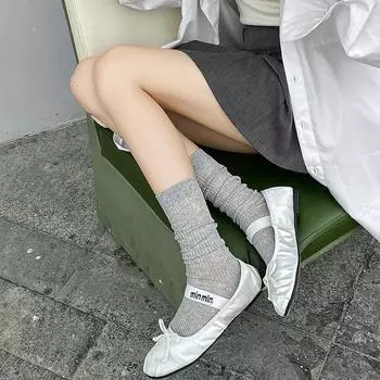 Women s Gray Ballet-Style Thin Mid-Tube Socks - Summer Boneless Design for Small Leather Shoes & Calf-Length Options One Size светло-серый