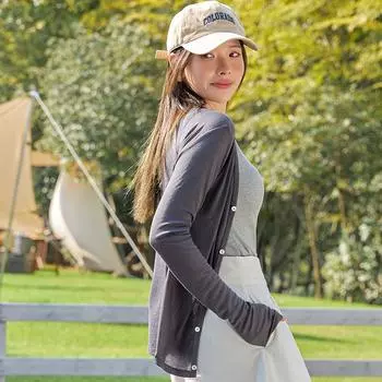 Women s Gray Lyocell Tencel Cardigan - Lightweight Ice Silk Knit for Spring/Summer 2025 Large