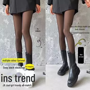 Women s Gray Skin-Transparent Plus Velvet Thickened Warm Leggings for Autumn and Winter 80g (for 20 to 30°C)