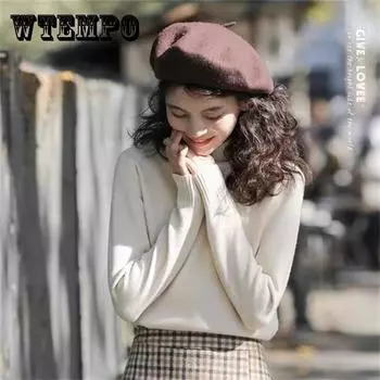 Women s Half-high Collar Pullover Sweater Long-sleeved Knitted bottoming Shirt Slim Wild XL бежевый