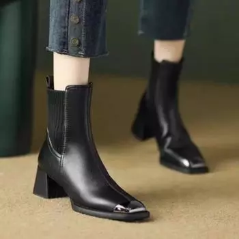 Women s Half High Sock Boots Elastic Ladies Mid Calf Shoes Middle Heel Y2k Quality Comfortable and Elegant Winter 2024 Novelty 35