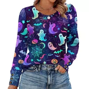 Women s Halloween Print Fashionable Long-sleeved Top M