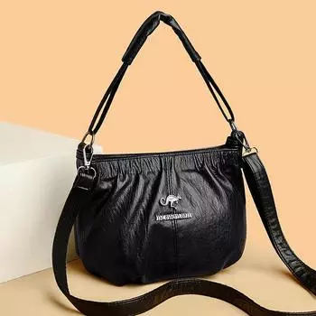 Женская сумка Женская сумка Модная ретро маленькая сумка Одно плечо многослойная сумка-мессенджер большой вместимости чёрный