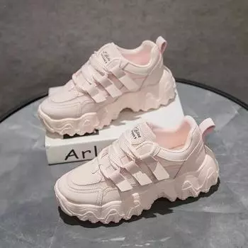 Women s Height Increasing Shoes 2024 Spring Summer New Style Mesh Ventilation Casual Anti-Slip Versatile Sneakers Women s Autumn 35 розовый