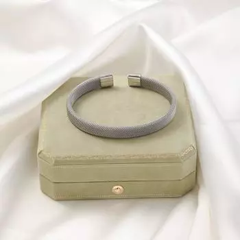 Women s High-End Titanium Steel Woven Bracelet – Non-Fading Elastic Bangle with Irregular Opening