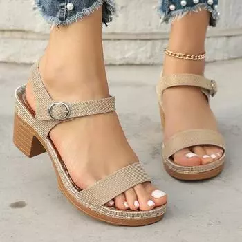 Women s high-heeled fashion sandals 2025 summer new fish mouth large size wedge heel Roman sandals European and American beach sandals 36 золотой