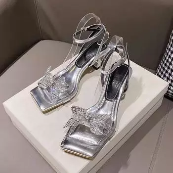 Women s High Heels Comfortable Sandals Instagram Fairy Style Bow Skirt Slim Design Summer Spring Height Increasing Feature Big 40 чёрный