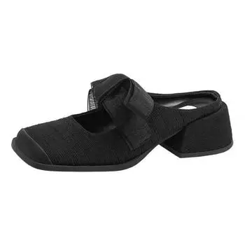 Women s High Heels Square Toe 2024 Comfortable High Heels Sandals Women s Mary Jane Block Heels Retro Bow Shoes 35 бежевый