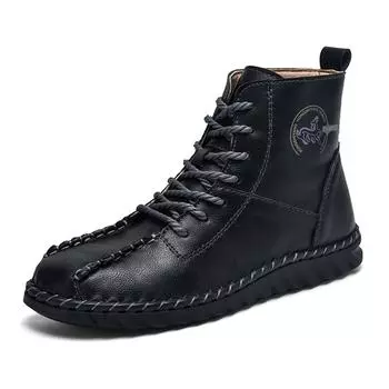 Women s High-top Boots Casual Leather Shoes Fashion Sneakers 36