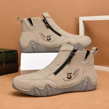 Women s High-top Casual Sneakers Handmade Leather Shoes Ankle Boots Spring & Autumn 36