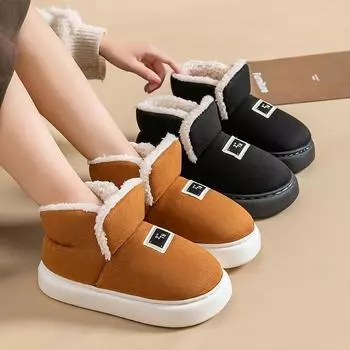 Women s High-Top Velvet-Lined Cotton Slippers, Non-Slip, Warm, Thickened for Winter, Suitable for Indoor & Outdoor Use