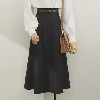 Women s High Waist A-Line Swing Skirt - Off-White, Small to Large, 2024 Spring/Autumn Collection XL 125-140 lbs