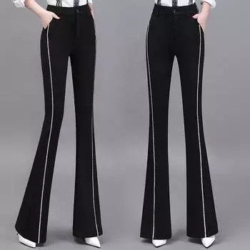 Women s High Waist Elastic Flared Pants - Slim Fit, Large Size, Spring/Summer 2022 Collection Large