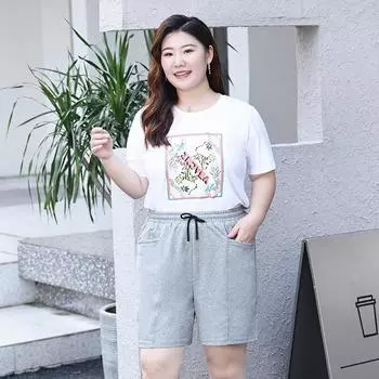 Women s High-waisted Sports Shorts Are Loose and Slimming Summer Straight-leg Pants Are Comfortable and Casual. Five-inch Pants L серый