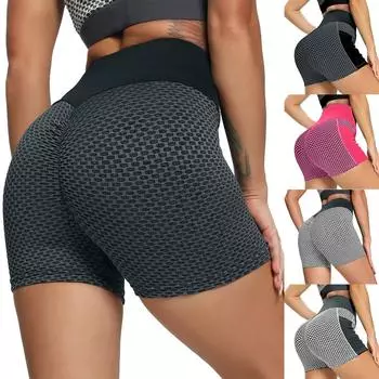 Женские шорты для йоги с высокой талией и боковыми карманами, дышащие, с пятью точками талии 1S чёрный