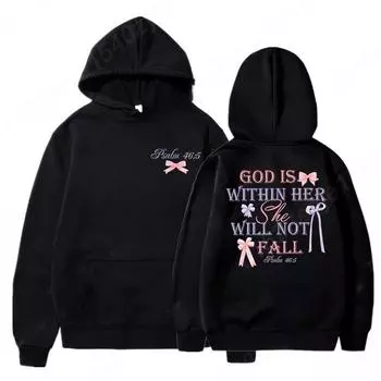 Women s Hoodies with Butterfly and Letter Print, Long Sleeves, Hooded, Christian Jesus God Graphic Hoodies Harajuku Pulllovers S