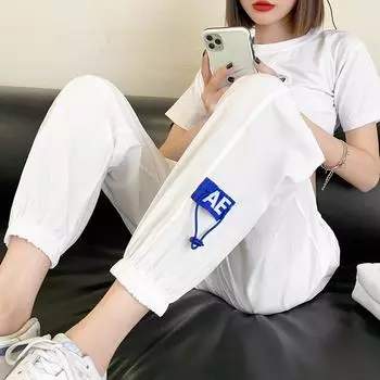 Women’s Ice Silk Quick-Dry Leggings, Summer 2025, Drawstring, Nine-Point, M-4XL, Simple, Thin, Casual. 2XL