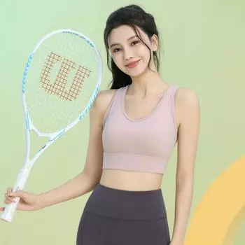 Women s Intimates High-Strength Yoga Vest Bubble Wrap Breathable Tops Bra Workout Clothes for Sports Plaid with Chest Pad Milk Tea Powder Corset 3XL